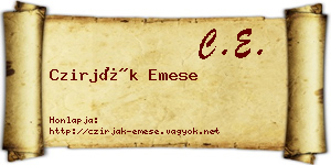 Czirják Emese névjegykártya